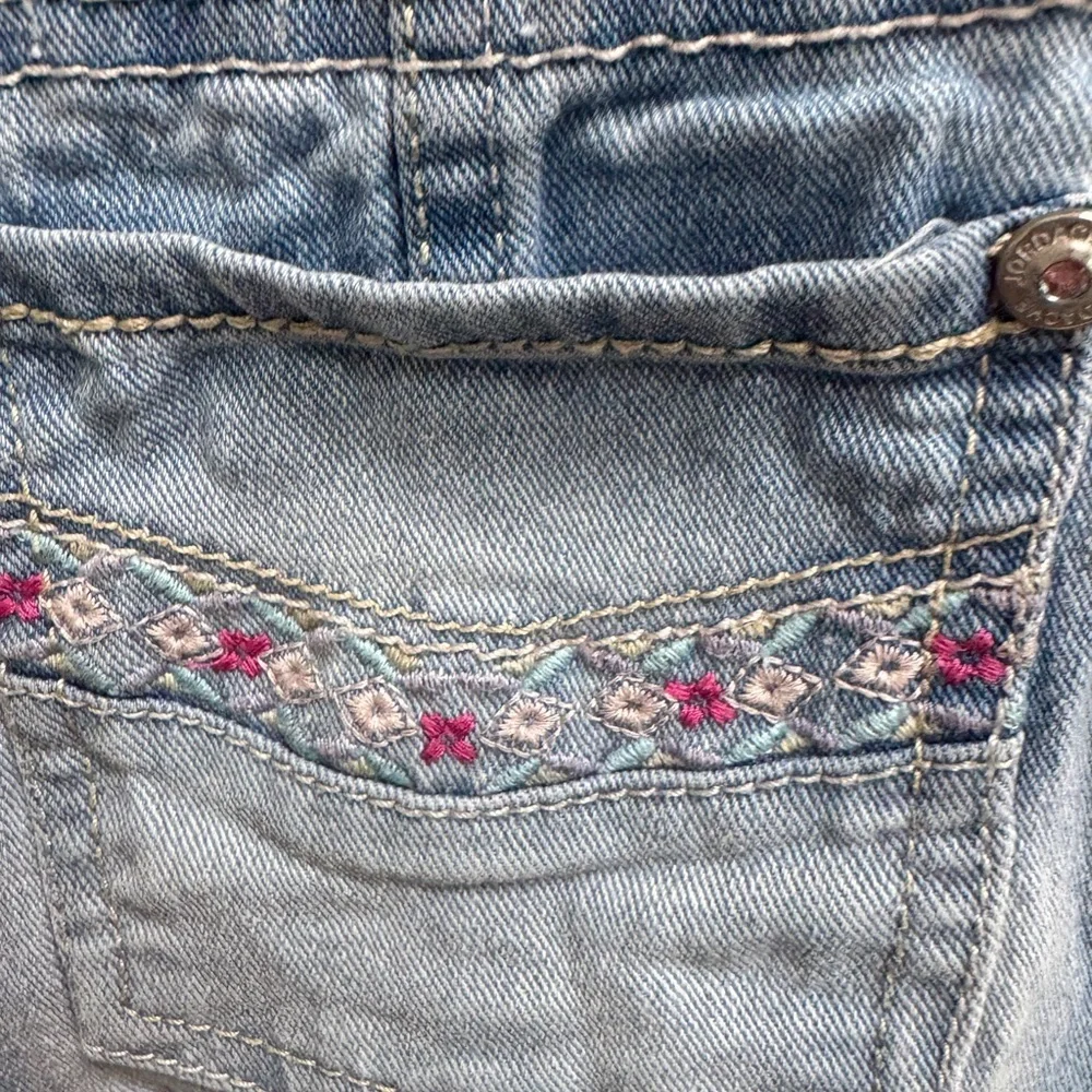 Jordache XS Girls 4 - 5  Light Blue Kids Overalls with Aztec Embroidery